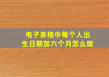 电子表格中每个人出生日期加六个月怎么做