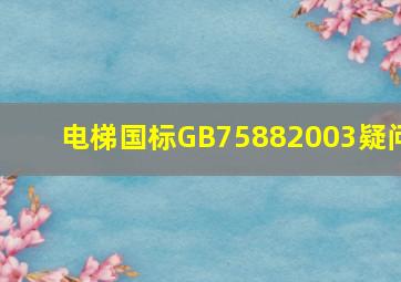 电梯国标GB75882003疑问