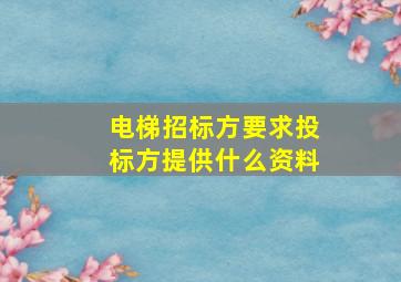 电梯招标方要求投标方提供什么资料