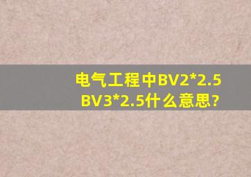 电气工程中,BV2*2.5,BV3*2.5什么意思?