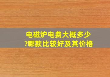 电磁炉电费大概多少?哪款比较好及其价格