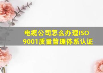 电缆公司怎么办理ISO9001质量管理体系认证