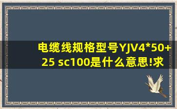 电缆线规格型号YJV4*50+25 sc100是什么意思!求!