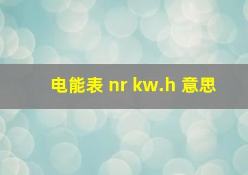 电能表 nr kw.h 意思