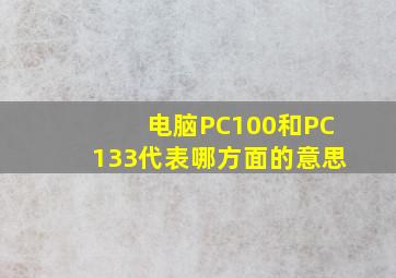 电脑PC100和PC133代表哪方面的意思