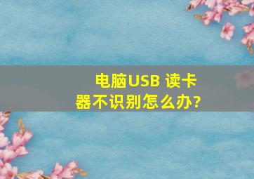 电脑USB 读卡器不识别怎么办?