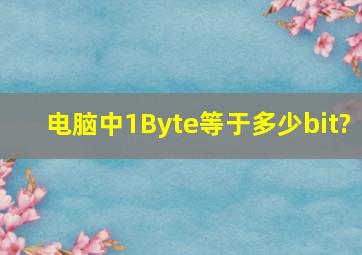电脑中1Byte等于多少bit?