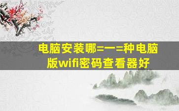 电脑安装哪=一=种电脑版wifi密码查看器好