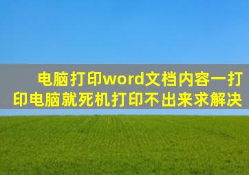 电脑打印word文档内容一打印电脑就死机打印不出来求解决(