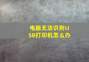 电脑无法识别USB打印机怎么办