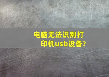 电脑无法识别打印机usb设备?