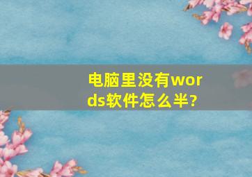 电脑里没有words软件怎么半?