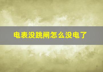 电表没跳闸怎么没电了