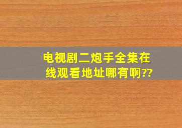 电视剧《二炮手》全集在线观看地址哪有啊??