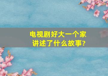 电视剧《好大一个家》讲述了什么故事?