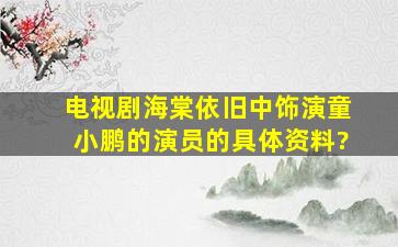 电视剧《海棠依旧》中饰演童小鹏的演员的具体资料?