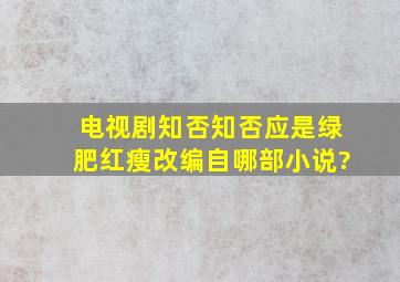 电视剧《知否知否应是绿肥红瘦》改编自哪部小说?