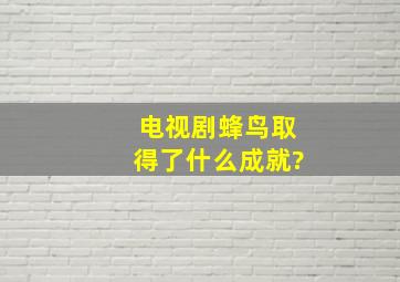 电视剧《蜂鸟》取得了什么成就?