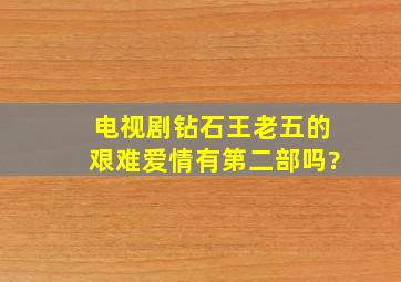 电视剧《钻石王老五的艰难爱情》有第二部吗?