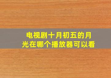 电视剧十月初五的月光在哪个播放器可以看