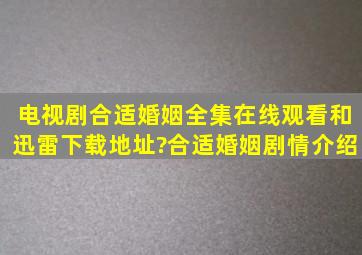 电视剧合适婚姻全集在线观看和迅雷下载地址?合适婚姻剧情介绍