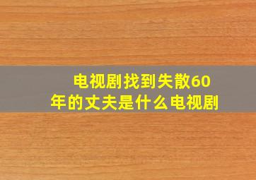 电视剧找到失散60年的丈夫是什么电视剧