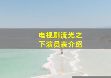 电视剧流光之下演员表介绍