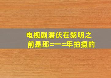 电视剧潜伏在黎明之前是那=一=年拍摄的