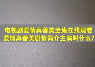 电视剧爱情真善美全集在线观看,爱情真善美剧情简介,主演叫什么?