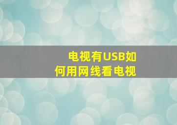 电视有USB如何用网线看电视