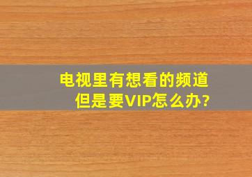 电视里有想看的频道但是要VIP怎么办?