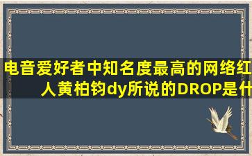 电音爱好者中知名度最高的网络红人黄柏钧dy所说的DROP是什么意思...