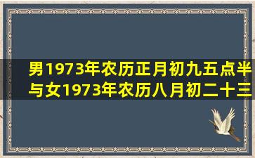 男1973年农历正月初九五点半与女1973年农历八月初二十三时半的...