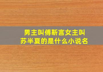 男主叫傅靳言女主叫苏半夏的是什么小说名