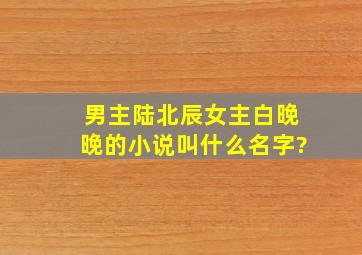 男主陆北辰女主白晚晚的小说叫什么名字?