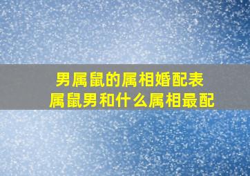 男属鼠的属相婚配表 属鼠男和什么属相最配