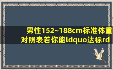 男性152~188cm标准体重对照表,若你能“达标”,恭喜你并不算胖