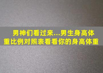 男神们,看过来...男生身高体重比例对照表,看看你的身高体重 