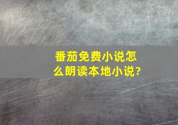 番茄免费小说怎么朗读本地小说?