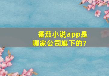 番茄小说app是哪家公司旗下的?