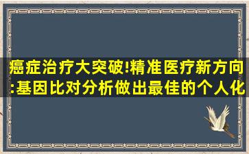 癌症治疗大突破!精准医疗新方向:基因比对分析做出最佳的个人化医疗