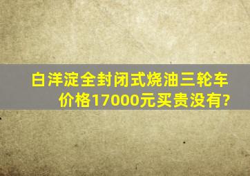 白洋淀全封闭式烧油三轮车,价格17000元买贵没有?