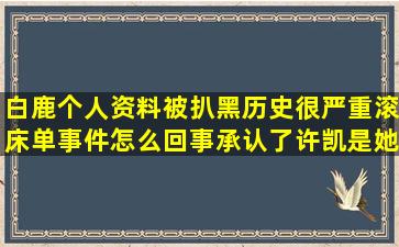 白鹿个人资料被扒黑历史很严重滚床单事件怎么回事承认了许凯是她男...