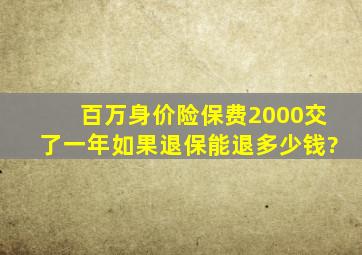 百万身价险保费2000交了一年如果退保能退多少钱?