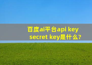 百度ai平台api key secret key是什么?