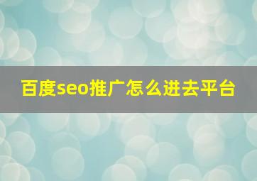 百度seo推广怎么进去平台 