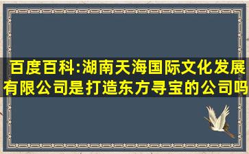 百度百科:湖南天海国际文化发展有限公司是打造《东方寻宝》的公司吗?