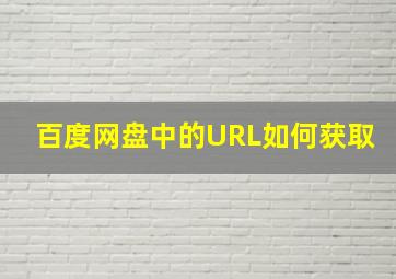 百度网盘中的URL如何获取