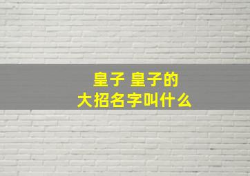 皇子 皇子的大招名字叫什么