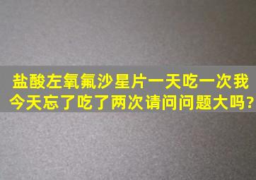 盐酸左氧氟沙星片,一天吃一次,我今天忘了,吃了两次,请问问题大吗?